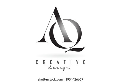 AQ a q letter design logo logotype concept with serif font and elegant style. Vector illustration icon with letters A and Q.