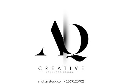 AQ A Q Letter Logo with Creative Vertical Shadow Cut Vector Illustration Design.
