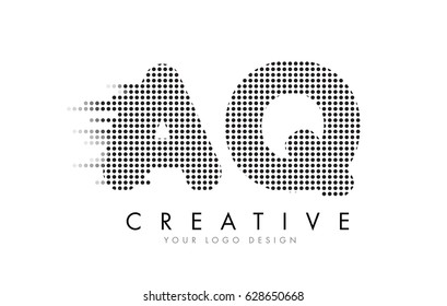 AQ A Q Letter Logo Design with Black Dots and Bubble Trails.