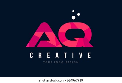 AQ A Q Purple Letter Logo Design with Low Poly Pink Triangles Concept