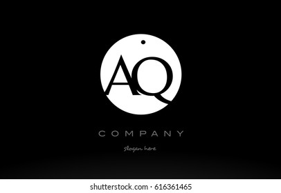 AQ A Q simple black white circle background alphabet company logo design vector icon template