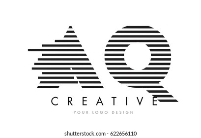 AQ A Q Zebra Letter Logo Design with Black and White Stripes Vector