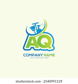 Letra AQ o QA Logotipo del Vector de limpieza local. Vector del logotipo del servicio de limpieza