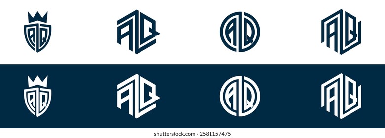 AQ QA letter logo set design