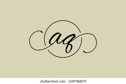 aq or qa and a or q Cursive Letter Initial Logo Design Template Vector Illustration