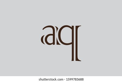 aq or qa and a or q Lowercase Letter Initial Logo Design Template Vector Illustration