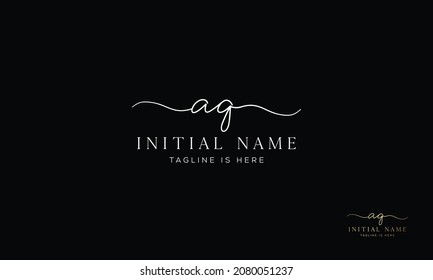 AQ QA Signature initial logo template vector

