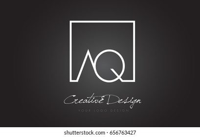 AQ Square Framed Letter Logo Design Vector with Black and White Colors.