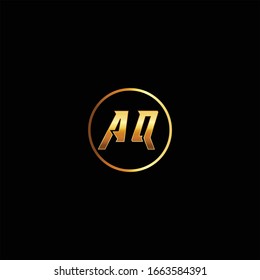 Diseño único de logotipo vectorial de letras AQ con color dorado.