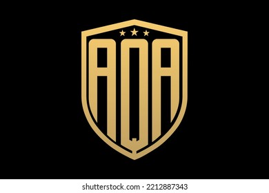 AQA letter logo. AQA letter design with black background. This is gold letter logo. Use stylist fashion logo. Decorative design.