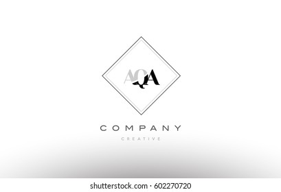 aqa a q a retro vintage simple rhombus three 3 letter combination black white alphabet company logo line design vector icon template 