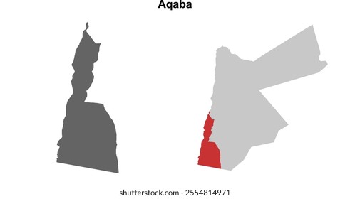 Aqaba governorate blank outline map set