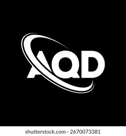 Logotipo de AQD. Diseño de logo de carta AQD. Logotipo de AQD inicial vinculado con el círculo y el logotipo del monograma en mayúsculas. Tipografía AQD para tecnología, negocio y marca inmobiliaria.