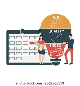 AQI - air quality index acronym. business concept background.  vector illustration concept with keywords and icons. lettering illustration with icons for web banner, flyer, landing