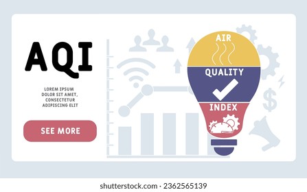 AQI - air quality index acronym. business concept background.  vector illustration concept with keywords and icons. lettering illustration with icons for web banner, flyer, landing