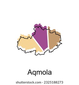 Aqmola City Republic of Kazakhstan map vector illustration, vector template with outline graphic sketch style isolated on white background