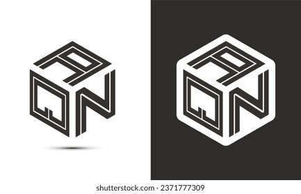 AQN letter logo design with illustrator cube logo, vector logo modern alphabet font overlap style. Premium Business logo icon. White color on black background
