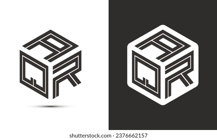 AQR letter logo design with illustrator cube logo, vector logo modern alphabet font overlap style. Premium Business logo icon. White color on black background