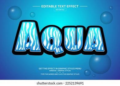 Aqua 3D editable text effect template