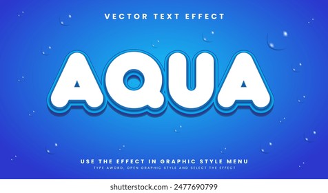 Aqua 3d editable text effect Template with water background