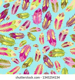 Aqua Abstract Feather pattern.Birds Feather  Abstract Print.Seamless Feather Pattern.Perfect for fabrics,stationary products,interior products,package backgrounds, gift wrap,greeting card background