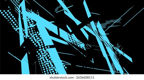 Aqua abstract grunge design on black - perfect for art exhibitions