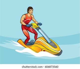 Aqua biker. Vector illustration