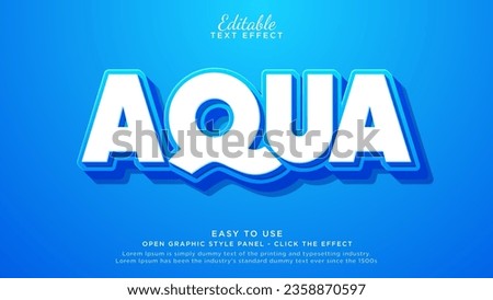 Aqua blue 3d text effect. typography template for fresh or cold product