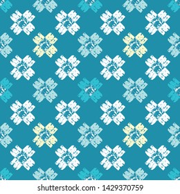 Aqua Blue abstract seamless pattern with crosses or pluses. Blue Design shapes elements seamless background.