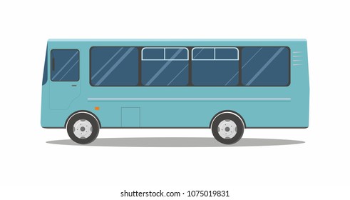 Aqua Blue Bus isolated on white background