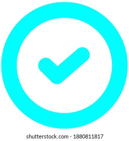 Icono de la marca de verificación azul Aqua para aplicaciones y sitios web.