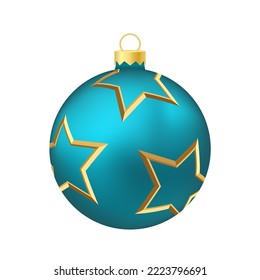 Aqua blue Christmas tree toy or ball Volumetric and realistic color illustration