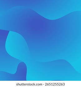 Aqua Blue Gradient Curves: Abstract Fluid Background