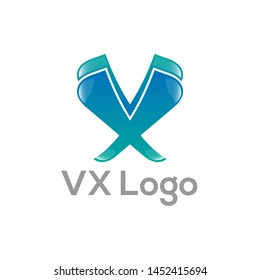 Aqua Blue V X Logo Design