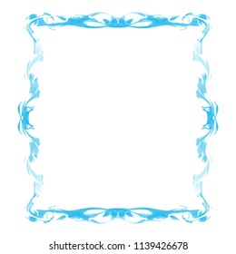 aqua blue watercolor art nouveau frame border pattern, vector illustration