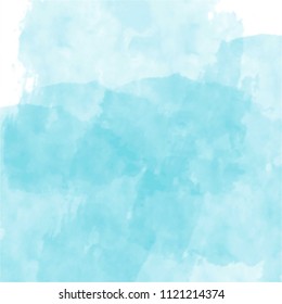 aqua blue watercolor cloudscape pattern with hard edged borders, vector illustration