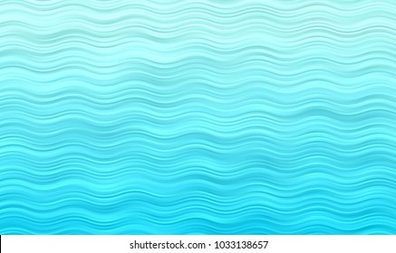 Aqua Blue Wavy Stripes Vector Background. Turquoise Gradient Ocean Waves Texture. Sea Horizon Backdrop. Curly Hatching Strokes Surface.