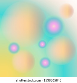 Aqua Blue, Yellow & Peach Glowing Orbs  Background Vector 