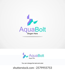 Aqua Bolt Logo Template Design Vector