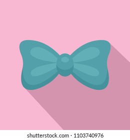 Aqua bow tie icon. Flat illustration of aqua bow tie vector icon for web design