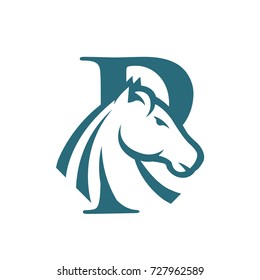 Aqua Color Horse Set Initial P Vector Logo