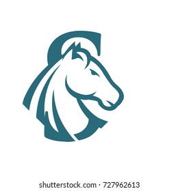 Aqua Color Horse Set Initial S Vector Logo