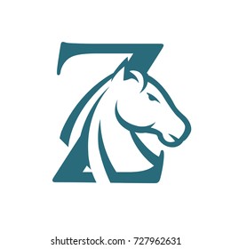Aqua Color Horse Set Initial Z Vector Logo