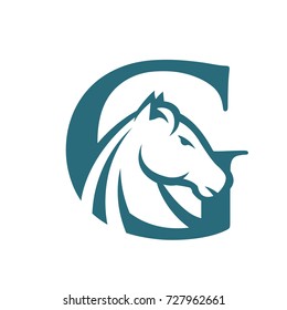 Aqua Color Horse Set Initial G Vector Logo