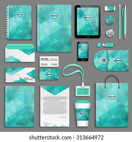 Aqua Corporate identity template set. Business stationery mock-up with logo. Branding design. 