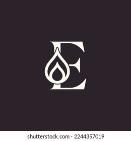 aqua drop beauty logo letter E