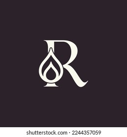 aqua drop beauty logo letter R