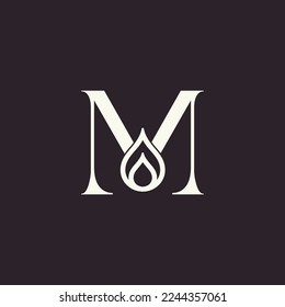 aqua drop beauty logo letter M