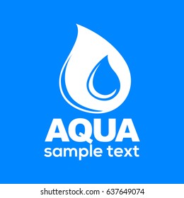 Aqua drop sign isolated on blue background vector illustration.