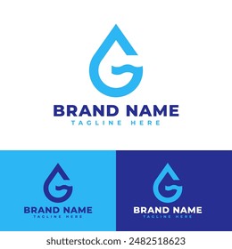 aqua drop water flow letter G drink, mineral water, clean water, waters, water management symbol icon flat logo stock vector design